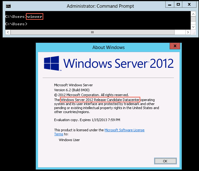 Displaying Windows Server Information Version And Edition